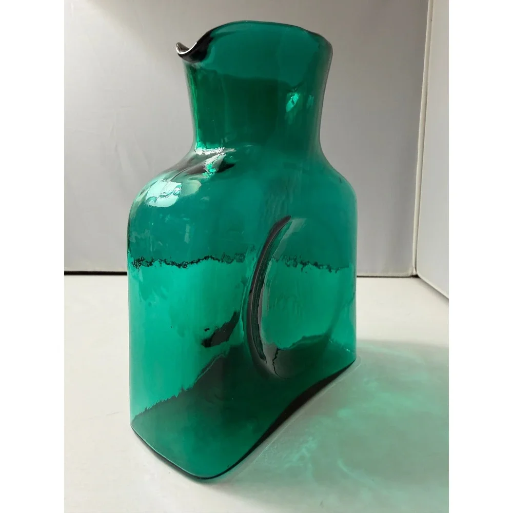 Blenko Water Bottle 384M Mini Hand Blown Glass Double Spout 2021